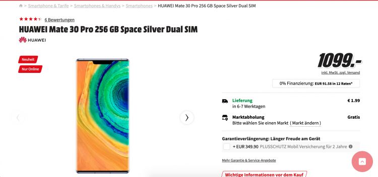 Mate30 Pro悄咪咪在德国公开售卖了 12期免息送watch Gt2 虎扑