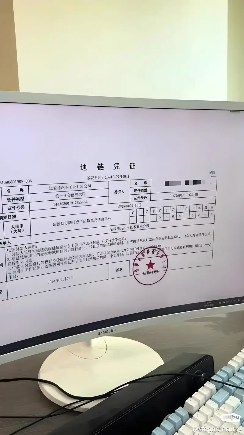 凭证。比亚迪要是账期真有说的这么短，这些供应商还黑比亚迪真是失了智