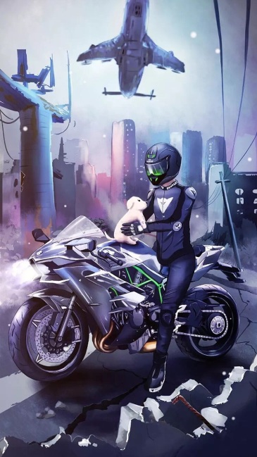 jrs有没有漫画型的摩托车壁纸,像这样