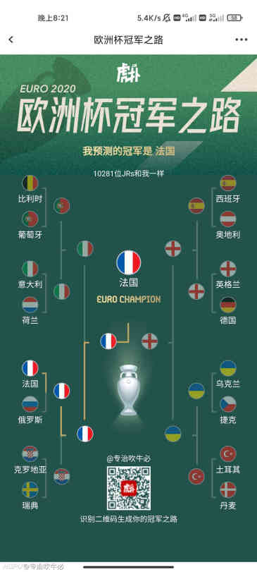 欧洲杯冠军之路 定制你的专属夺冠路线 赢取欧洲杯国家队球衣 虎扑