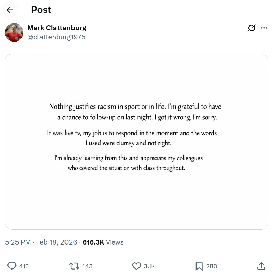 足球直播- NBA直播- 世界杯专业赛事超清Live流言板]克拉滕伯格致歉维尼：我错了任何事都不能为种族主义开脱